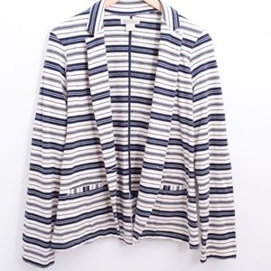 Striped Navy White Blazer by Lucky Brand Cream & Navy Casual Cotton Blazer Large